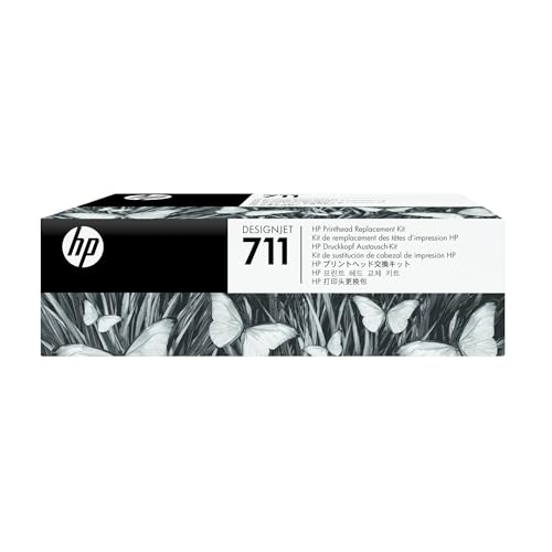 HP 711 C1Q10A, Kit de Remplazo del Cabezal de Impresión Original DesignJet, para Impresoras de Gran Formato HP DesignJet T120, T125, T130, T520, T525, T530, con los Cartuchos Originales HP 711