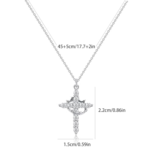 Cross Necklace With Crown For Women 18k Gold/White Paved Cross Rotated Crown Necklace Pendant Jewelry2