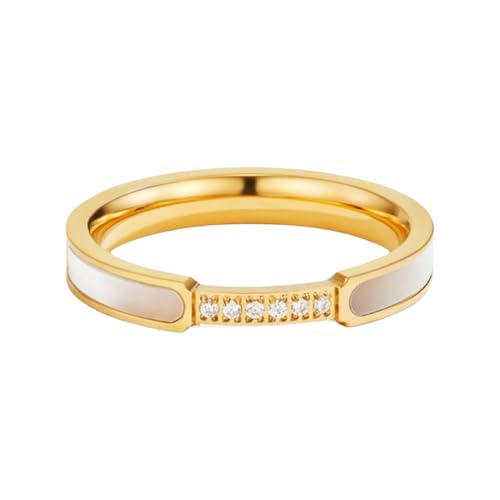 Gold Rings For Women, Stainless Steel Gold Plated Stackable Statement Engagement Wedding Non Tarnish Cubic Zirconia Jewelry Promise Gift