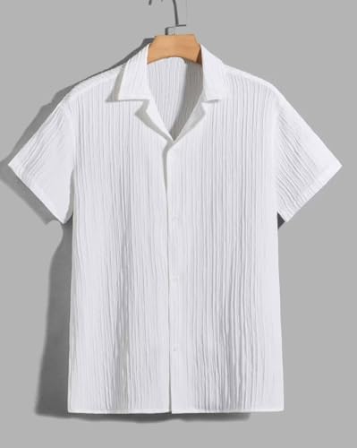 Image of Men's Relaxed Fit Striped Short Sleeve Button-Down Casual Shirt