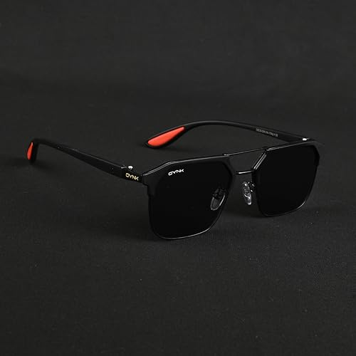 Image of GYNK Square Frame Sunglasses for Men | Premium Metal Frame Sunglasses | Fashion Eyewear for Driving, Travel, Riding, Outdoor Activities, Beach & Daily Wear