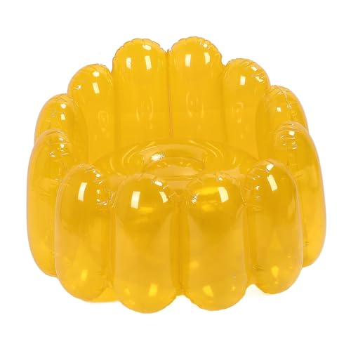 Sofá inflable de PVC impermeable y portátil con dos piezas color amarillo caramelo 3
