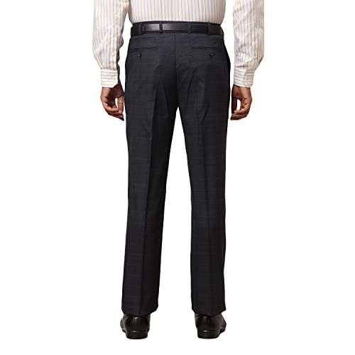 Image of Park Avenue Men's Poly Viscose Blend Checks Pattern Smart Fit Flat Front Formal Trouser