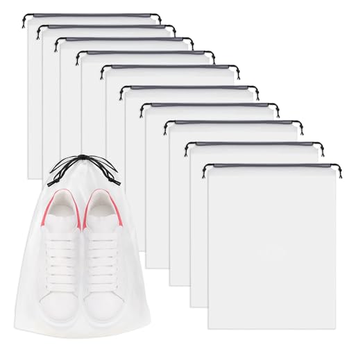 RobLuX 24 pezzi Borsa Scarpe da Viaggio 40 x 30cm Borsa Calzature Coulisse Trasparente Smerigliata Antipolvere Sacchetti Scarpe per Calzature con Finestrella Trasparente