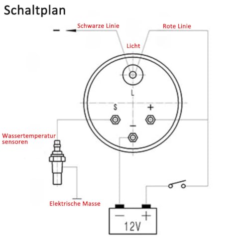 Auto Wassertemperaturanzeige 52 mm 12V Wassertemperatur Messgerät Universal 40–120 °C Digital Wassertemperaturanzeiger Instrument mit Sensor