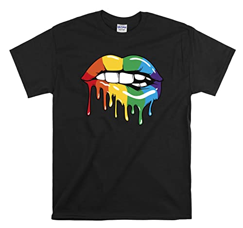 T-shirt LGBT coton unisexe noir grand format XXL imprimé arc-en-ciel
