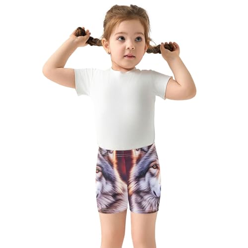 Gray Wolf Wild Animals Sunset Girls' Biker Shorts Toddler 4t Under Dress Shorts Funny Cotton Dance Clothes3