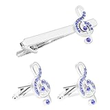 MALUGOGO Juego de gemelos clásicos de aleación de plata para hombre con diseño de nota musical que añade encanto y elegancia para atuendo formal de novio, marido, 2.52 x 1.02 x 0.79 pulgadas