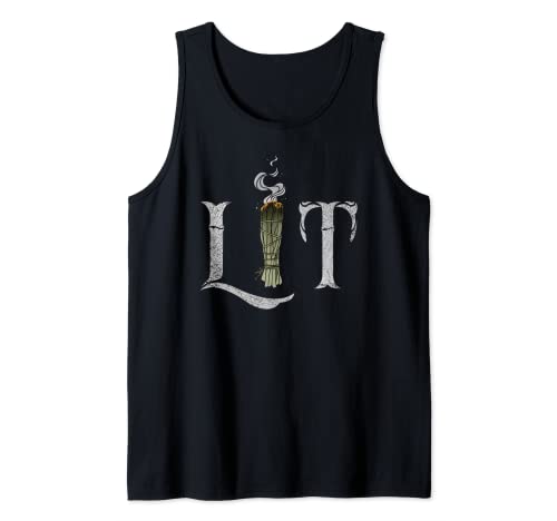Lit Funny Burning Sage Smudge Witch Spiritual Witchcraft Tank Top