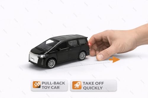 Image of 1:36 Scale Toyota Alphard Toy Car - Vellfire Die-Cast Metal Pull Back MPV Model with Openable Doors, Lights & Sound - Alloy Mini Car Gift for Kids, Boys & Collectors (Black)
