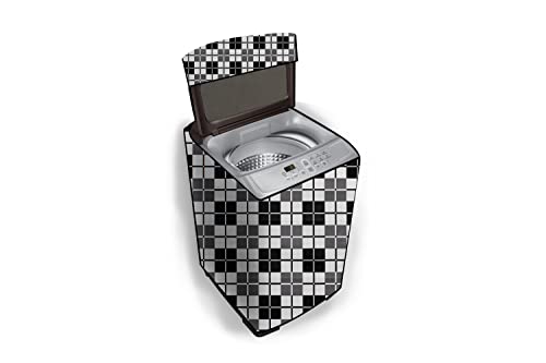 Image of Stylista Top Load Fully Automatic Washing Machine Cover Compatible for IFB 8 kg, 8.5 kg, 9 kg & 9.5 kg, Checkered Pattern Black