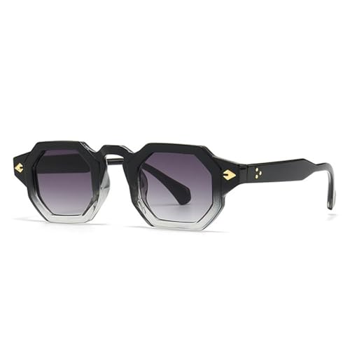 Lunettes de soleil rétro polygone LVTFCO pour hommes et femmes avec protection UV400 noir