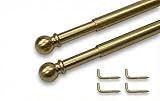 Coppia Astine Tex per Tende a Vetro Ø7 mm, Ottone Lucido, Estensibili/Telescopiche e Tagliabili, Supporto a Vite con 4 Viti a L, Made in Italy - Cm. 55-100