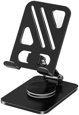 Adjustable Phone Stand with 360 Rotating Base Portable Foldable Carbon Steel Material Desktop Cellphone Stand Fits All Smart Phones-Black image 5