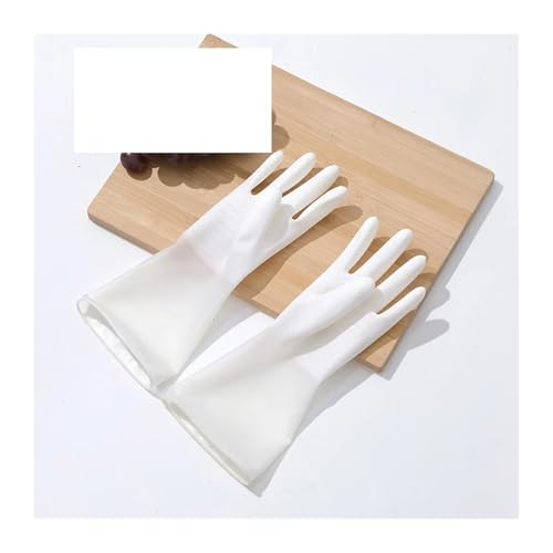 MWAHJU Guantes De Limpieza Guantes de látex impermeables for el hogar, guantes for lavar ropa y limpieza del hogar, guantes for lavar platos de cocina, 3 uds. Para Uso DoméStico(WHITE,S)