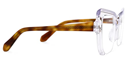 Image of Zeelool Vintage Cat Eye Semi-rimless Glasses Frame for Women with Non-prescription Clear Lens Valencia ZWA785041