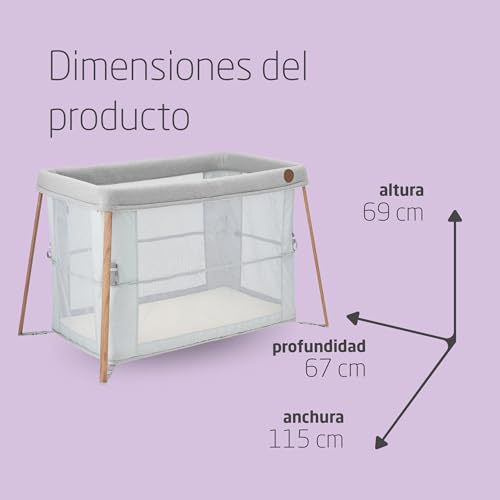 Maxi-Cosi Iris 2 en 1 Cuna de Viaje Bebe, 0 - 3 Años, máx. 15 kg, Cuna Viaje Compacta, 2 Niveles de Descanso, Plegable y Ligera, Colchones de Espuma Gruesa, Bolsa de Viaje, Essential Grey - imagen 6