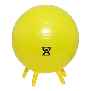 CanDo Non-Slip Inflatable Exercise Ball with Stability Feet, Yellow, 17.7″