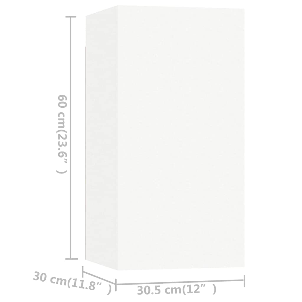 4-TLG. TV-Schrank-Set Weiß Holzwerkstoff, Hängend, Modernes Media-Center für Wohnzimmer, Schlafzimmer, Viel Stauraum, 30x30x60 cm