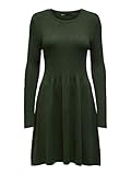 kleid ausgestellter rock langarm einfarbiges Damen Kleid mit langen Armen und einem Rundhalsausschnitt