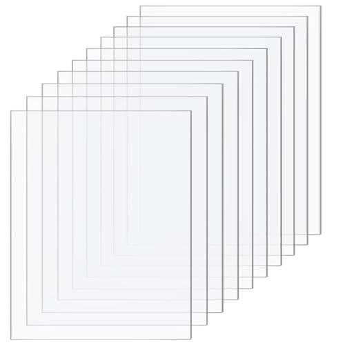 Taiyeestar 10 Pcs Square Clear Acrylic Sheets, 1mm Thick Transparent Plastic Sheet Acrylic Board, for Picture Frame Glass Replacement, Display Projects, Painting, DIY Craft (15 * 20cm)
