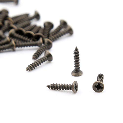 Small Wood Screws Set, Linwood 5Mm 6Mm 7Mm 8Mm 10Mm Antique Self Drilling Flat Cross Head Screws Assortment (Bronze Screws) #TOP2