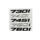 MAKAZHZZRM Numéros de Police Lettres 730i 740i 745i 750i 760i, emblème supérieur ABS adapté Fit for BMW série 7, Plaque signalétique de Coffre de Voiture, Logo Autocollant Noir chromé(Black 740i)