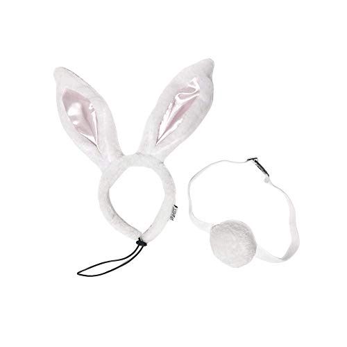 Midlee White Bunny Ears for Dogs with Tail (Large)