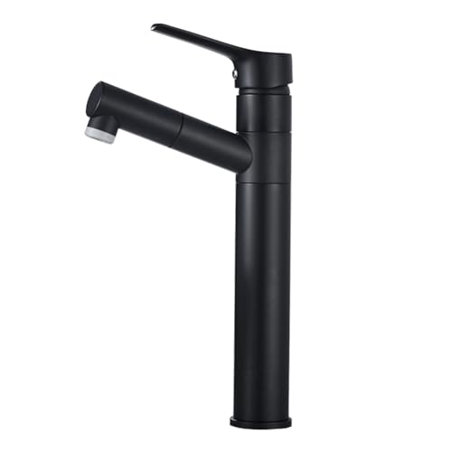 MMRTDJDR Grifos para Lavabo con rociador extraíble Grifo para Lavabo de baño Grifo Monomando para Lavabo Alto de latón con rociador Extensible de 2 Funciones, Agua fría y Caliente, con mangueras