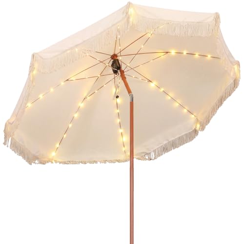 Sunnymove 6ft Fringe Patio Umbrella with Solar...