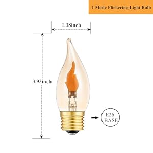 Flickering Light Bulbs E26 Flame Bulb LED Flickering Flame Light Bulbs for Halloween Christmas Holiday Decorations Amber Glass 4 Pack