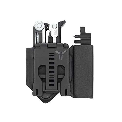 Bundle Of Clip & Carry Black Kydex Multitool Sheath For The Gerber Center-Drive W/Bit Sidecar & Tool Inspired Edc Belt #TOP7