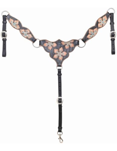 Circle Y Breast Collar Black Star Two Tone Faux Gator Black 1041-20-S4