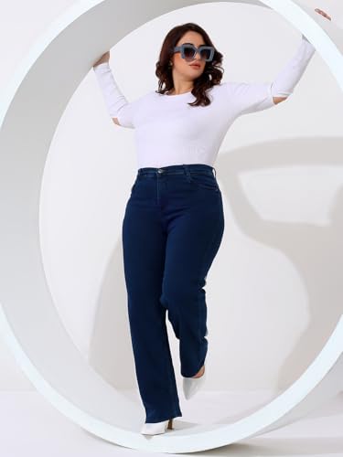 Image of Nifty Women's High Rise Denim Stretchable Straight Fit Plus Size Jeans