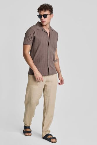 Image of SNITCH Brown Cuban Textured Shirts
