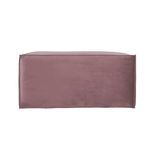 Factory Direct Partners Velvety and Vinyl Overstuffed Rectangle Ottoman for Living Room, Lounge, Office - Mauve