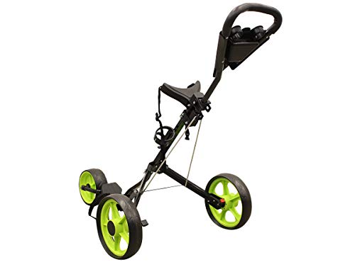 Massimo Push Golf Bag Carrier Cart Folding A001 3-Wheel Lightweight Easy Carry Push Pull (Green, 7.5 Wheel)