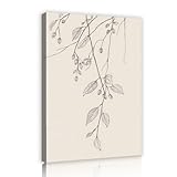 現代的なブラシストロークキャンバスウォールアート枝の葉とつぼみキャンバスプリント寝室の家の装飾壁の写真40x56cmインナーフレーム