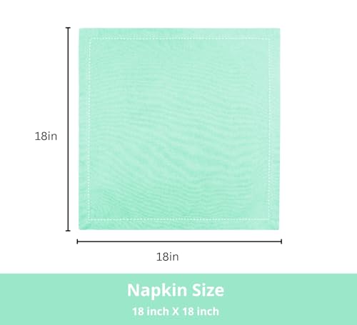 PurpleEssences Set of 6 Hemstitch Cloth Dinner Napkins 100% Cotton - Soft Durable Washable -Ideal for Events Wedding Spring and Summer - Perfect Everyday Use Table Linen 18x18 - Turquoise