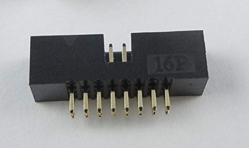 Gimax 100 Pcs 1.27mm x1.27 mm Box header 2x8 Pin 16 Pin dual rows Through Hole DIP type Straight Male Shrouded PCB IDC Socket