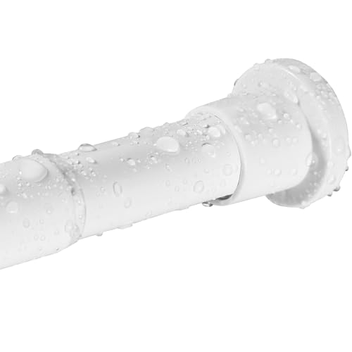 Tringle de Rideau de Douche pour Salle de Bain 73-194cm, Pole à Rideau de Douche en Métal pour Boutique de Vêtements, Lieu Privé, Blanc
