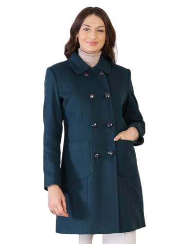 Image of CHKOKKO Women Classic Long Winter Coat Double Breasted | Knee Length Design with a Sophisticated Spread Collar and Convenient Front Pockets for All Occasions