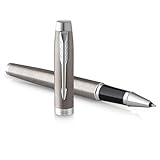 Parker IM Penna Roller | Acciaio Inossidabile con Puntale Cromato | punta fine con inchiostro nero | confezione regalo