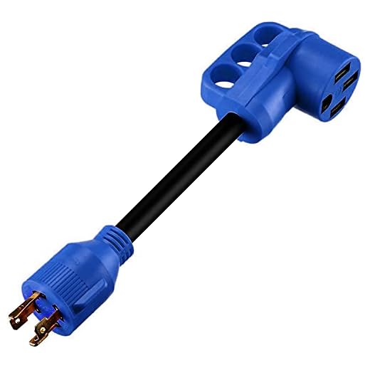 Miady 30AMP Male 4-Prong Locking Plug to 50 AMP Female 12 Inch RV Generator Adapter STW 10/4 Power Cord