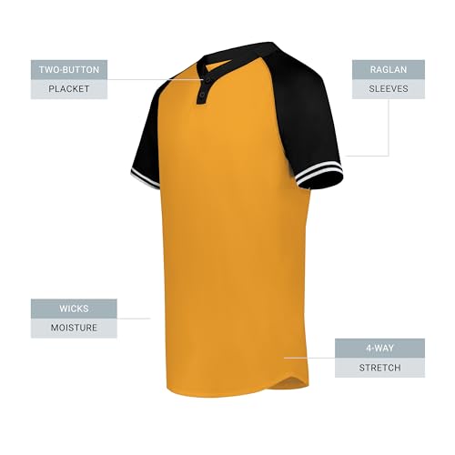 Augusta Sportswear Boys Cutter+ Henley Jersey, Gold/Black, Small