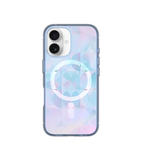Image of OtterBox iPhone 16 Symmetry Series Clear Case - Opal Prism Blue - Ultra-Thin, Sleek iPhone Case, Translucent iPhone Case with Geometric Design