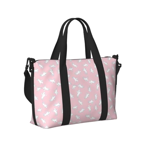 Laptop Tote Bag for Women Work - Modern Knight Horse White Pink Gym Bag for Women Men, Personal Item Crossbody Travel Bags Carry On, Overnight Weekender Bags for Women Travel