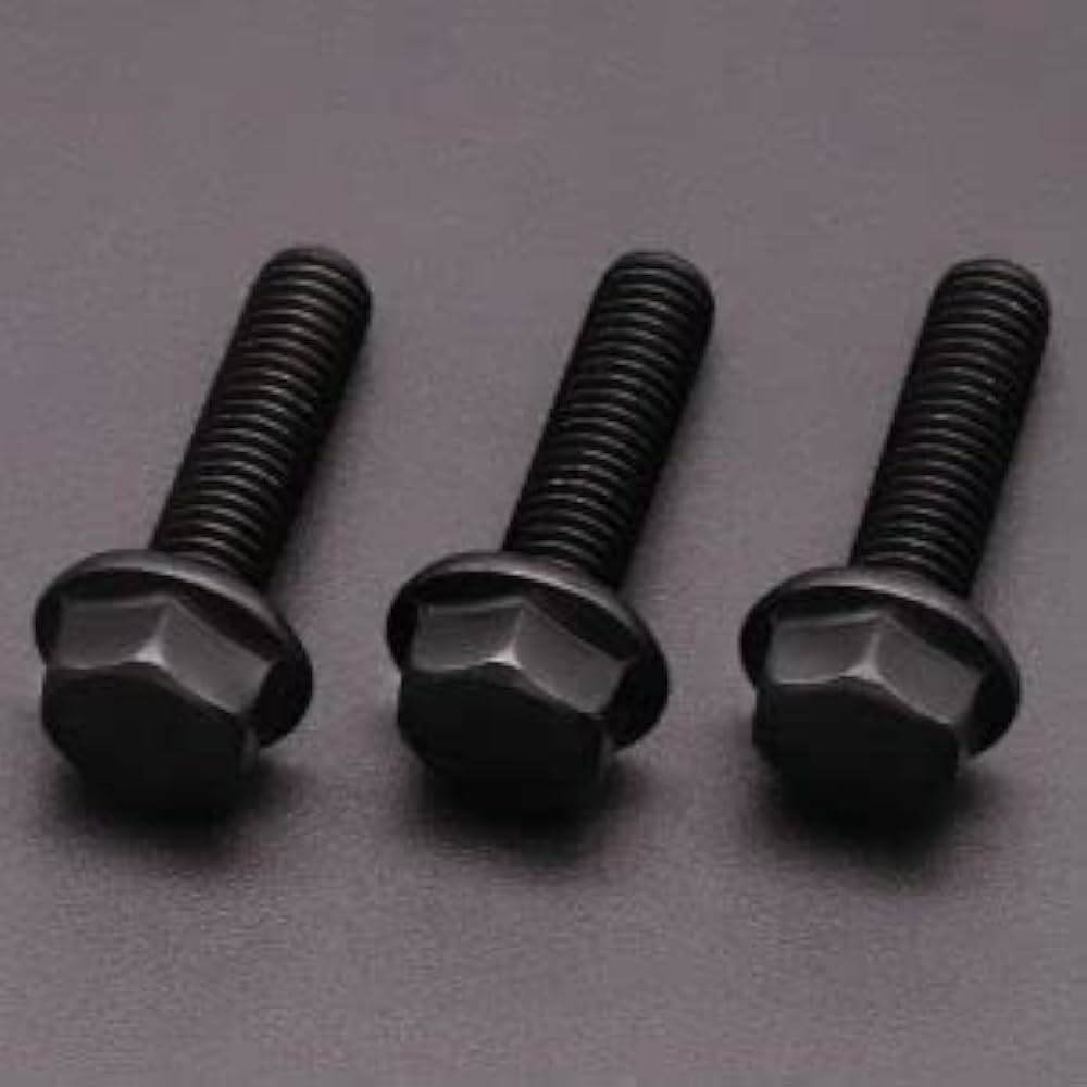 Amazon | M10-1.5 x 25mm フランジ付き六角頭ボルト 六角ネジ 黒