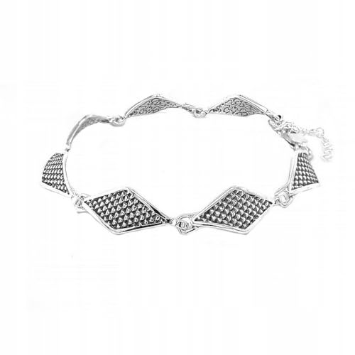 Bracelet en argent pour femme avec losanges, style moderne chic