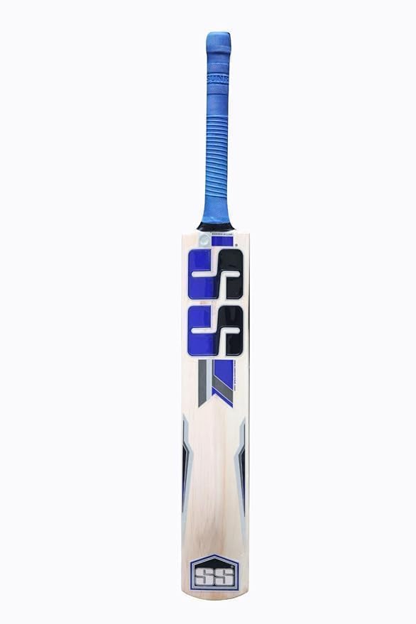 Image of Super Strock Green Popular Willow Cricket Bat Full Size Play for Plastic Ball,Tennis Ball, Rubber Bal (Blue Bat New Gold Edition-A1)